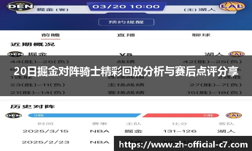 20日掘金对阵骑士精彩回放分析与赛后点评分享