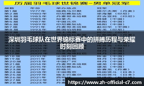深圳羽毛球队在世界锦标赛中的拼搏历程与荣耀时刻回顾